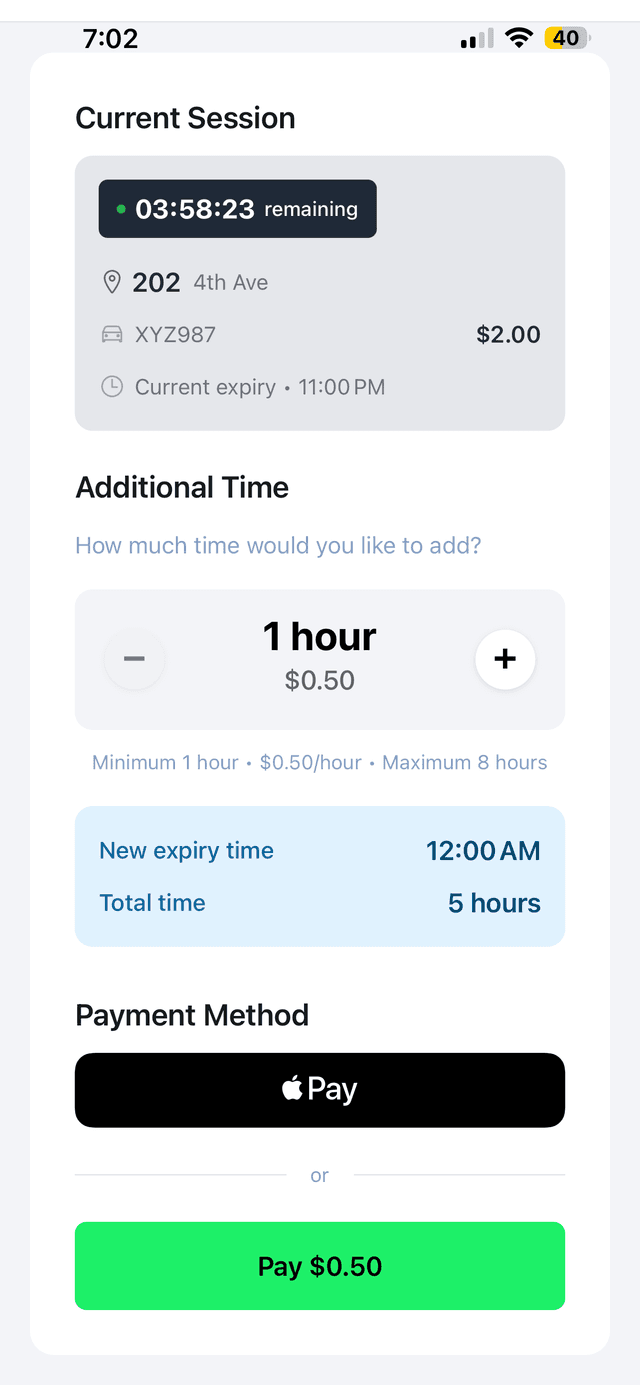 Parkwize App - Payment